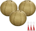 uxcell 3Pcs Gold Round Paper Lanterns 16" Chinese Paper Lantern by uxcell