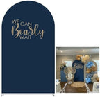 Dark Blue Arch Backdrop Stand Covers for Baby Shower Parties We Can Bearly Wait Theme Arched Fabric Cover Kids Birthday Party Favors Decor Banner (4x7.2FT) by KONPON