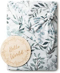 Miaoberry Organic Muslin Swaddle Blankets with Matching Hat and Wooden Hello World Newborn Sign | Eucalyptus Newborn Photography Props | Birth Announcement Sign by MiaoberryBaby