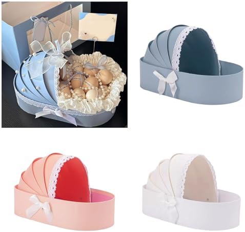 Hamperkorb Basket Shape Crib Empty Baby Showers Flower Basket for Wedding Birthday Valentine's Day Home Decoration Cardboard - Image 2