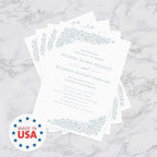 Canopy Street Personalized Dainty Floral Invitations / 25 Custom Modern Wedding Invites With White Envelopes / 5" x 7" Dusty Blue Botanical Anniversary Party Invite/Made In The USA - Image 6
