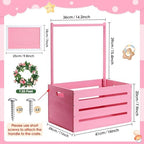 Barydat Wooden Baby Shower Crate Closet Baskets for Baby Shower, Pink - Image 2