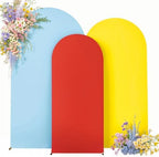 Red Yellow Blue Arch Backdrop Cover Set of 3 Wedding Arch Covers Stretchy Backdrop 4FT 5FT 6FT Decorations Baby Shower Bridal Shower Photo Birthday Party Arch Stand Cover Spandex - Image 4