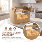 50 Pack Large Gable Box with Window, 9"x6"x6" Kraft Paper Party Favor Treat Box, Goodie Gift Boxes with Handle, Lunch Togo Boxes for Christmas Birthday Wedding Picnic Bakery Catering - Image 4