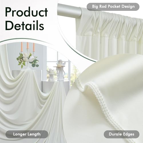 50ftx12ft Ivory Backdrop Curtain for Wedding Party 10 Panels 5×12FT Tall - Image 5