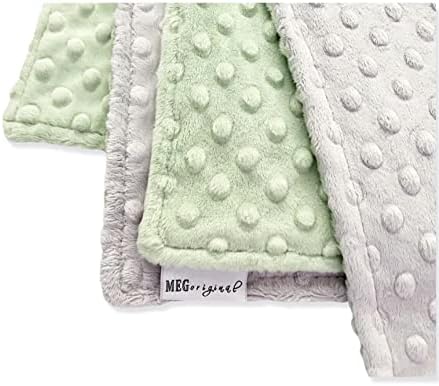 MEG ORIGINAL Baby Blanket Green/Gray Made from Super Soft Minky Dot Material (Snuggle (30 x30 in)) - Image 7