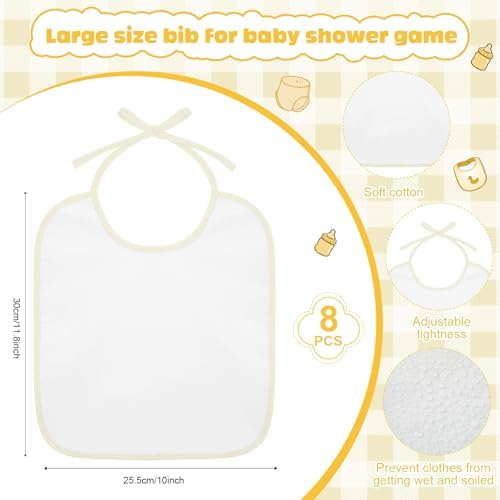 8 Sets Bottle Chug Baby Shower Games Juegos Para Plastic Baby Bottles Bibs Disposable Diapers Gender Reveal Games Baby Changing Diaper Race Game Decoration (Beige) - Image 3
