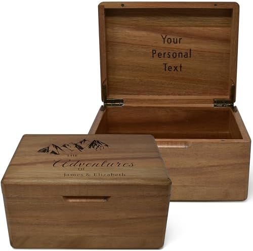 Personalized Memory Box Travel, Travel Gifts for Couples, Acacia Wood by TopObsession