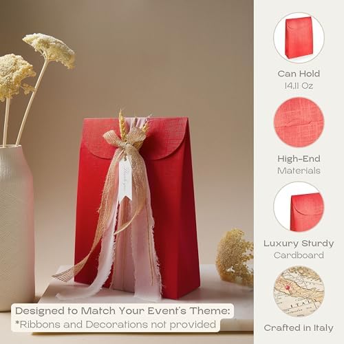 Boxes Craftory Pack of 20 Party Favor Boxes (6.69 x 2.75 x 9.25 inch) - Ideal for Christmas Gift, Graduation and Valentines Day - Red Silk - Image 3