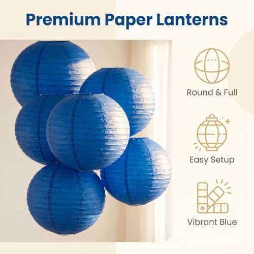 Balagan Chinese Japanese Paper Lanterns 16-Inch 5 Packs (Blue, 16 inch) BLG-220503 0 - Image 6