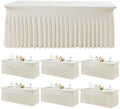 Spandex Tablecloth 8FT Rectangle Table Cover 8 Pack Ivory Wrinkle-Free by Outpain