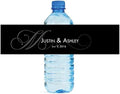 100 Black Monogram Elegant Wedding Anniversary Engagement Party Water Bottle Labels 8"x2" by DesignThatSign