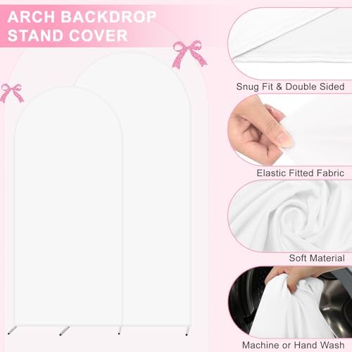 Set of 2 Arch Backdrop Cover, White, 7.2FT & 6FT - Image 4