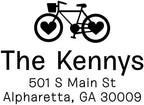Personalized Bicycle Heart Return Address Stamp, Self Inking Name Stamp - Image 3