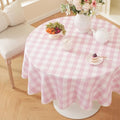 Laolitou Pink Gingham Table Cloth Round Tables Buffalo Plaid Checkered Tablecloth Cotton Linen Farmhouse Tablecloths Washable Wrinkle Free for Baby Shower Picnic Kitchen, 60", 2-4 Seats by Laolitou