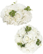White Flowers Balls for Centerpieces: 11.8in Diam, Set of 2 by CreatedforWeddingsandHome