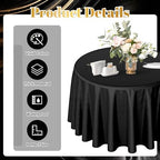 Buryeah 12 Pcs 84 Inch Black Round Plastic Disposable Table Cloth Waterproof Tablecloth Circle Table Covers for Bridal Wedding Birthday Party Gender Reveal Baby Shower - Image 4
