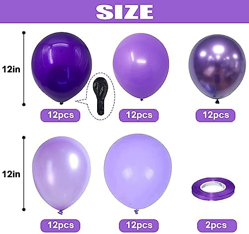 Purple Balloon and Balloon Pump Electric, 60 Pcs Metallic Chrome Pearl Macaron Light Purple Balloon and Portable 600W Air Pump with 2 Nozzles for Birthday Wedding Baby Shower Princess Party Decoration - Image 2