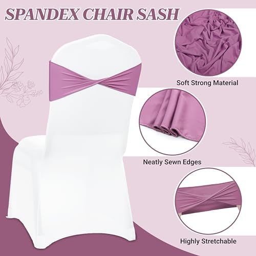 MDS Pack of 200 Spandex Chair Sashes Without Slider Buckles – Dusty Pink - Image 3