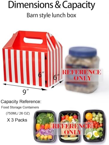 Happyhiram 50 Pack Christmas Red Striped Large Gable Boxes, 9x6x6 Inch - Image 4