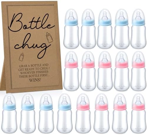 Roowest Bottle Chug Baby Shower Games Favors, Pink, Blue, Kraft by Roowest