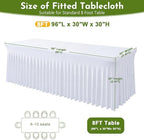 4Pack White Spandex Tablecloth for 8FT Rectangle Table,Table Skirt - Image 2