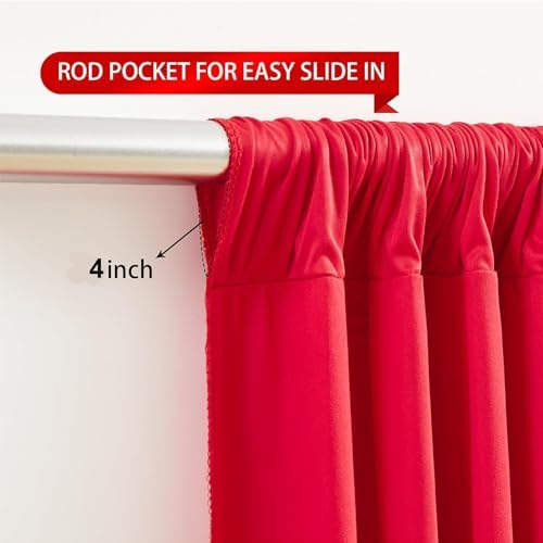 20ft×8ft Wrinkle Free Red Backdrop Curtain for Party, 4 Panels 5×8ft Thick Silky Polyester Red Photo Backdrop Drapes Curtains for Birthday Baby Shower Themed Parties Wedding Photography - Image 4