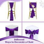 MDS® Pack of 100 Satin Chair Sashes for Wedding & Events – Purple - Image 4