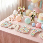 SiliFine 4 Pcs Baby Charcuterie Board Letters 5.7'' Ceramics Baby Shower Serving Food Candy Trays Small Fillable Charcuterie Box White Reusable Alphabet Platter for Gender Reveal Birthday Party Decor - Image 5