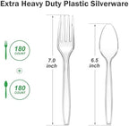 Dealusy 360 Count Extra Heavy Duty Clear Plastic Forks and Spoons - Image 2