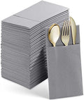 Disposable Linen-Feel Dinner Napkins With Flatware Pocket, Gay, 50-Pack by SERVIETTO
