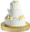 Wenqik 18 Inch Cake Stand, Metal Round Cake Stands Set with Modern Design White Dessert Display Cupcake Stands Plates Fruit Serving Tray for Wedding Birthday Baby Shower Party (Gold) by Wenqik