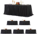 Suppromo 6 Pack Black Tulle Tablecloths for 6 Foot Rectangular Tables, 6ft Black Rectangle Table Cloths, Wrinkle Free Table Cover with Tutu Skirt for Wedding Birthday Party Banquet Buffet Decorations by Suppromo