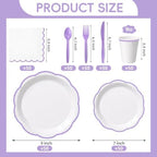 350 Pcs Lavender Rim Paper Plates and Napkins Party Supplies - Image 2