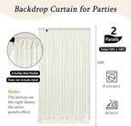 10 x 10 Feet Ivory White Backdrop Curtain for Partie, Background Curtains for Photoshoot, Birthday, Wedding, Halloween, Thanksgiving, Christmas Day, New Year Party Decorations 5Ft x 10Ft, 2 Panels - Image 2