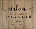 Andaz Press Large Wooden Welcome Sign for Wedding, Rustic Welcome Sign 16" x 20" Custom Names & Date Minimal Woodland Wedding Signage English Oak MDF Wood Finish Wedding Reception Indoor Outdoor Signs by AndazPress