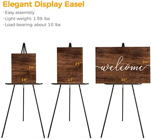 VISWIN 63" Black Easel Stand for Wedding Signs, Adjustable Wooden Display Easel with Holder, Tripod Floor Easel for Welcome Board, Poster, Picture, Photos, Paintings - Image 2