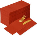 KAMMAK Dinner Napkins Disposbale Cloth Like Paper Napkins with Pocket 100 Pack Terracotta and Orange Wedding Reception Guest Hand Towel for Party Decoration, Bathroon, Kitchen (16.5 x 16.5 inch) by KAMMAK