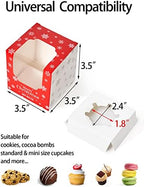 Happyhiram 200 Pack Christmas Red Cupcake Boxes with Inserts and Window - Image 3