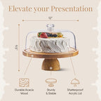 HOMESPHERE Wood Cake Stand with Lid, 2-in-1 Charcuterie Board, Round dome - Image 4