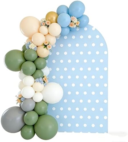 Arch Backdrop Cover Blue White Dots Pattern Arched Stand Covers Double-Sided Stretchy Photography Background for Birthday Baby Shower Parties Decor Banner by Iydamc