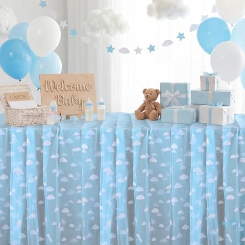 8 Pcs Blue Sky White Cloud Table Runner 29 x 70 in Cloud Decor - Image 6