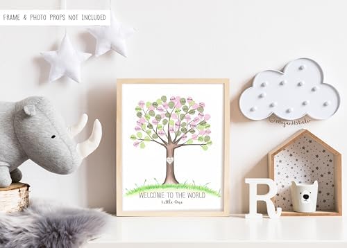 Girl's Baby Shower Fingerprint Tree Set Guestbook Alternative, 8.5x11 - Image 7