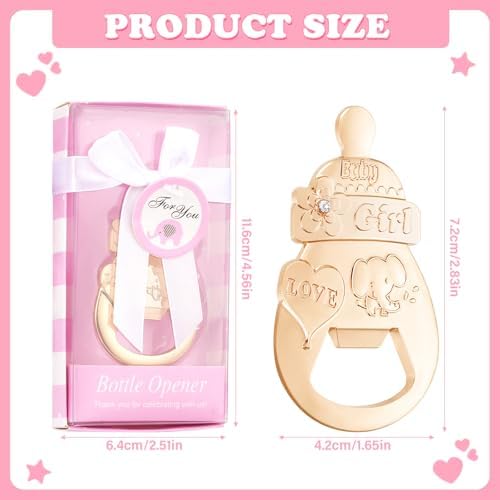 24 Packs Pink Baby Shower Bottle Opener Favors for Guests - Baby Bottle Design Baby Girl Return Gifts, Wedding Favors, Party Decorations - Image 3