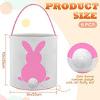 Honeydak 6 PCS Easter Basket for Kids, Cute Bunny Canvas Tote Bucket - Image 2