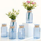 6 Pack Mason Jar Vases for Centerpieces, Blue Glass Flower Vase by LEYIQU