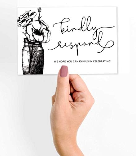 50 Blank RSVP Postcards Floral Script Style Print 4"X6" Response Cards,RSVP Reply Card for Wedding,Bridal Shower,Baby Shower - Image 2