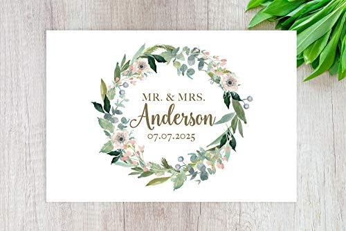 Andaz Press Custom Personalized Disposable Paper Placemats, 12 x 18 Inch, Set of 25, Mr & Mrs Floral Peach Wreath, Tableware, Dining, Tabletop, Table Setting for Wedding, Bridal Shower - Image 2
