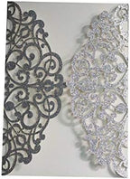 100pcs Silver Glitter Wedding Invitations Cards Covers,7"x4.9" - Image 4