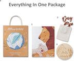 Miaoberry Safari Baby Milestone Blanket, Africa Jungle Theme Monthly Photo Growth Tracker with Giraffe, Lion, Elephant with Hello World Sign - Image 3